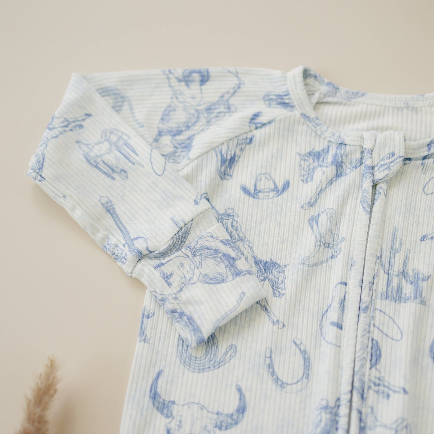 Cowboy Blues Ribbed Bamboo Zippy Pajamas Romper