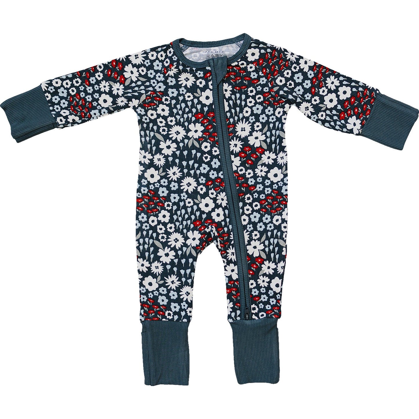 Americana Floral Ribbed Bamboo Zipper Romper