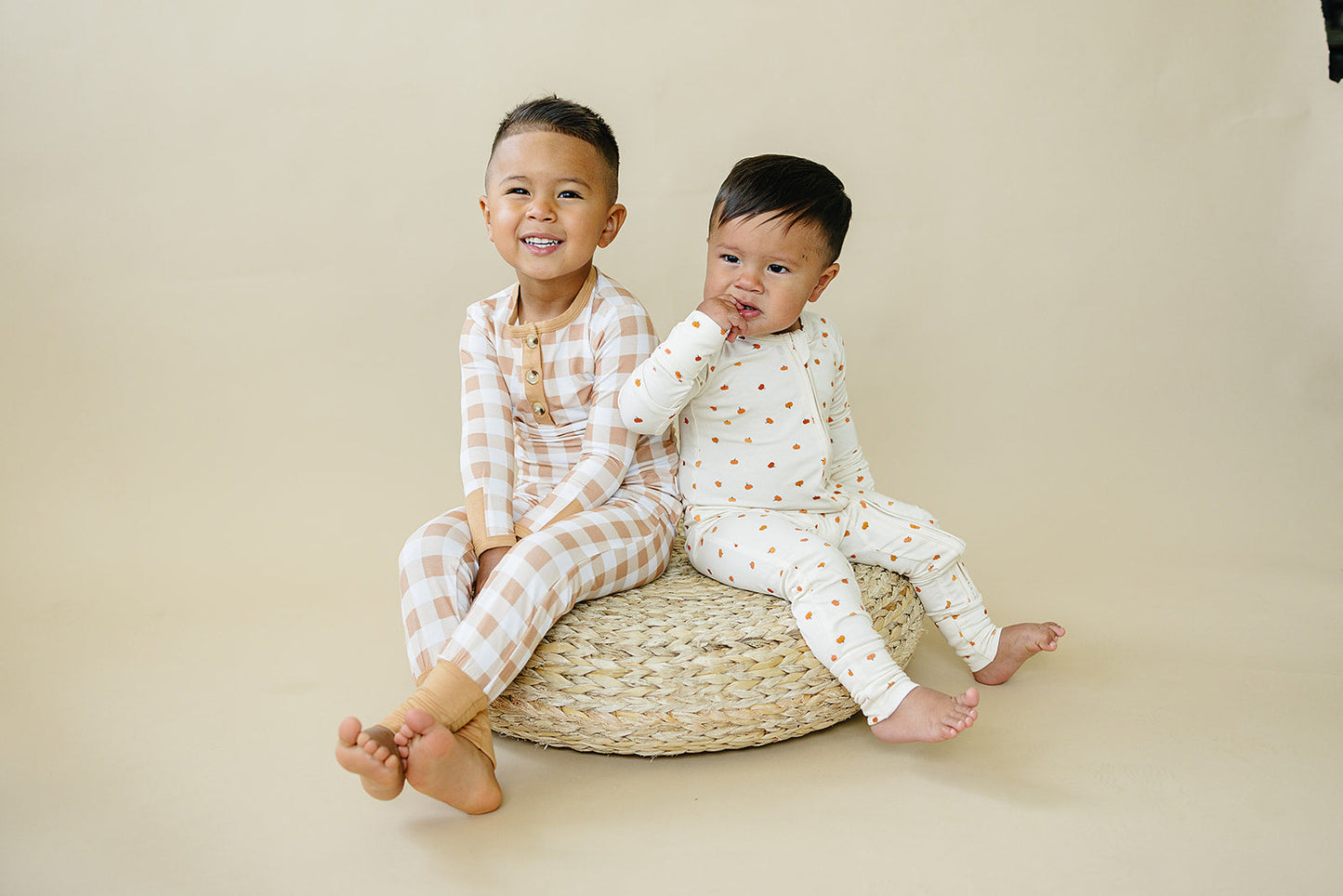 Golden Gingham 2pc Henley Bamboo Pajamas Set