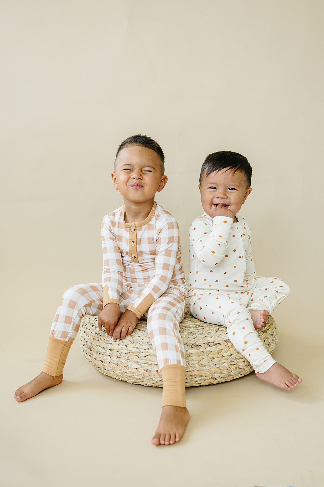 Golden Gingham 2pc Henley Bamboo Pajamas Set