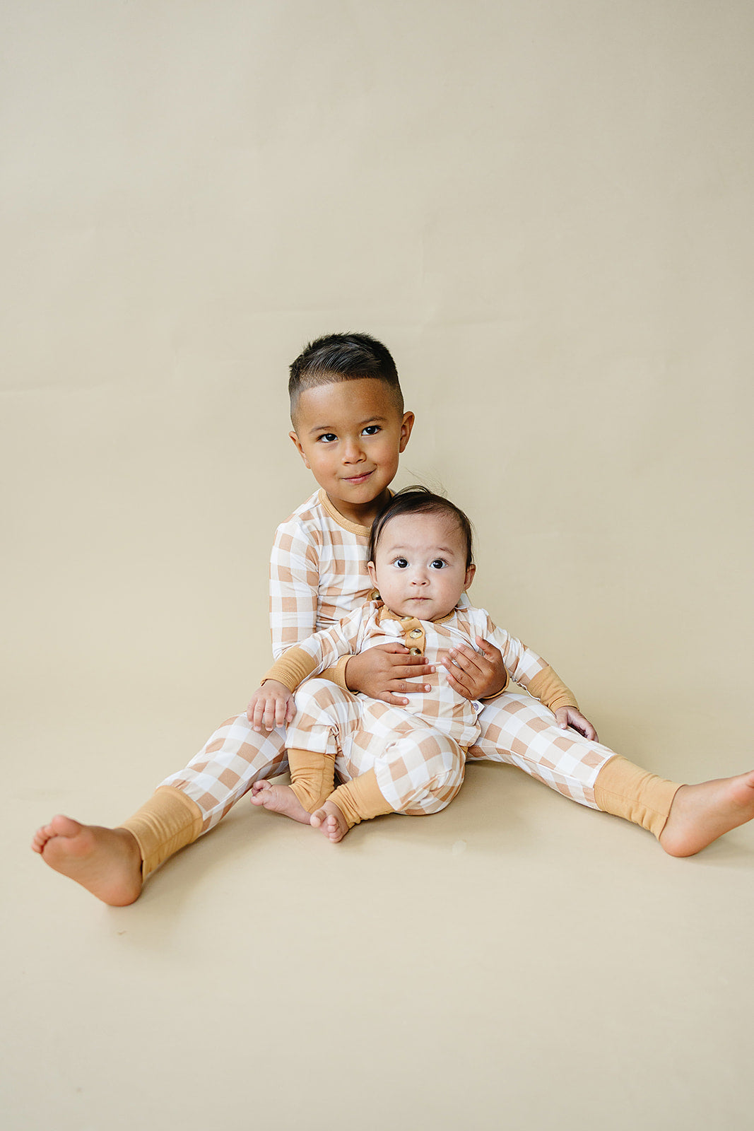 Golden Gingham 2pc Henley Bamboo Pajamas Set