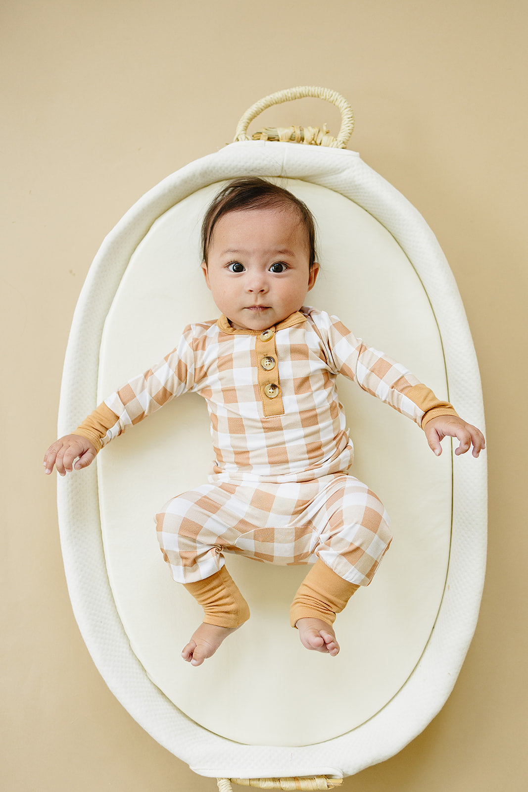 Golden Gingham 2pc Henley Bamboo Pajamas Set