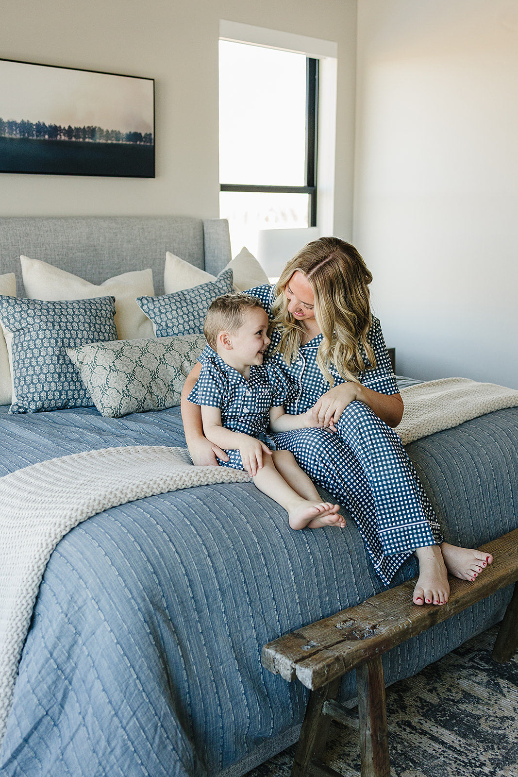 Women's Navy Gingham Pajamas