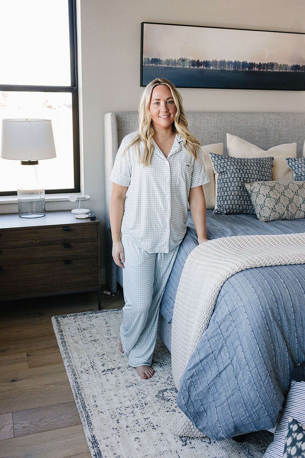 Women's Light Blue Gingham Pajamas