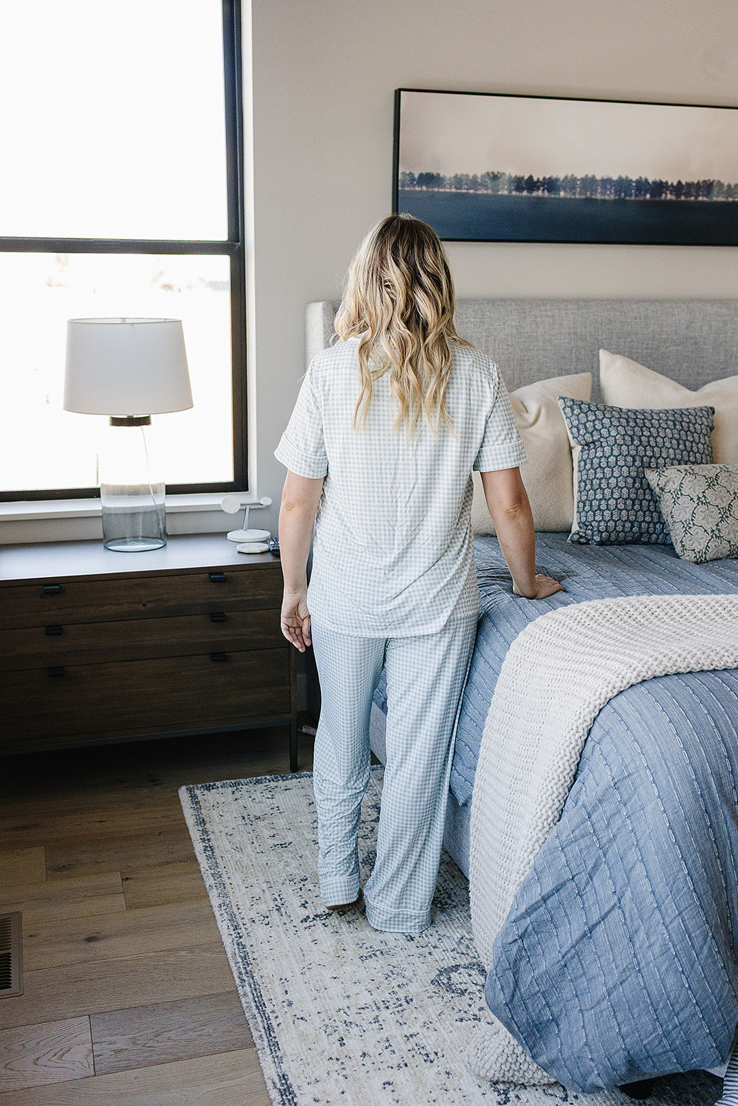 Women's Light Blue Gingham Pajamas
