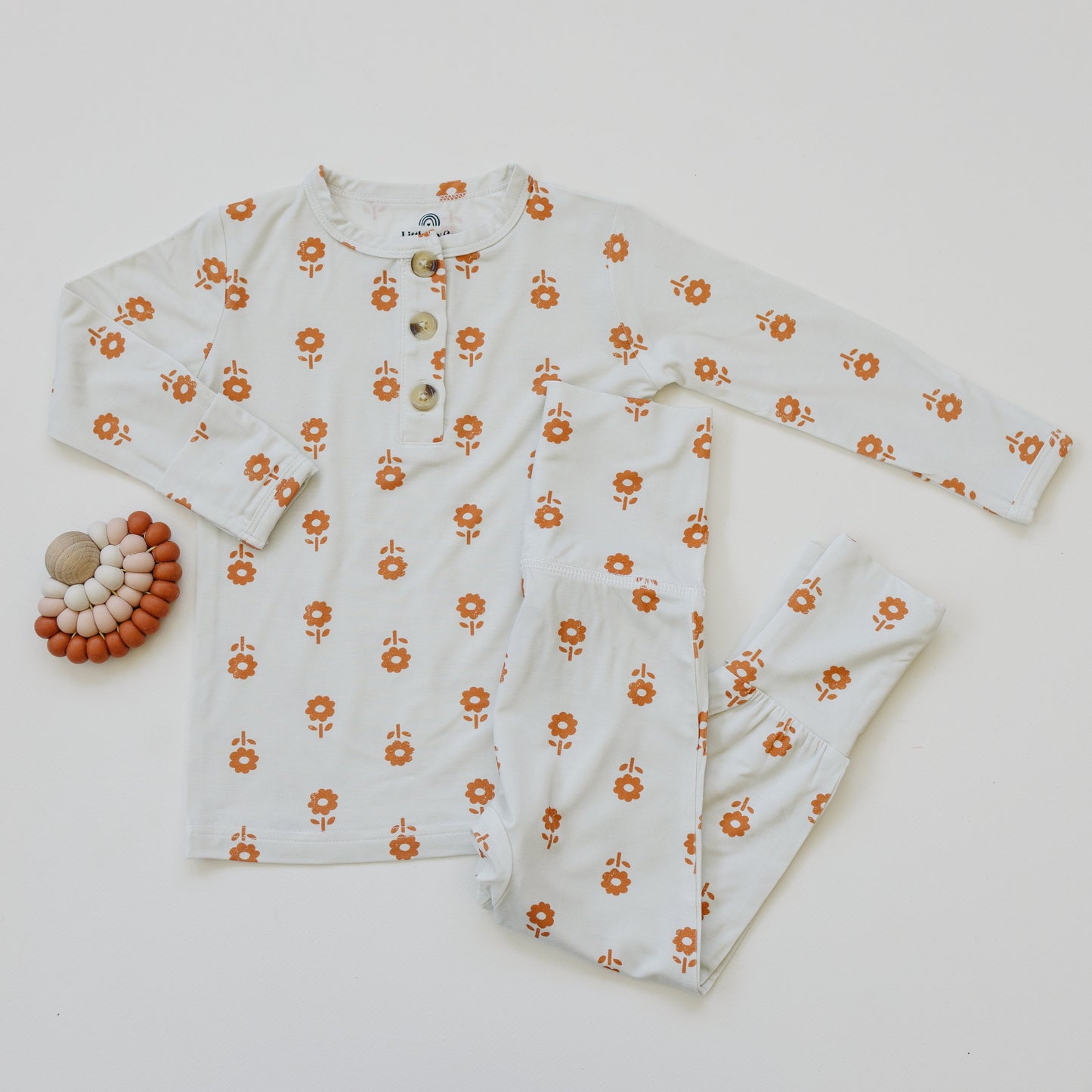 Pumpkin Posie 2pc Floral Bamboo Pajamas for Kids - Sizes Newborn & Up!