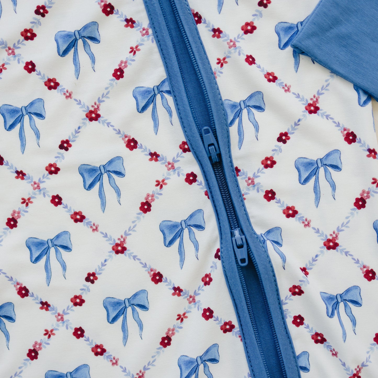 Red White & Bows Bamboo Zippy Pajamas Romper