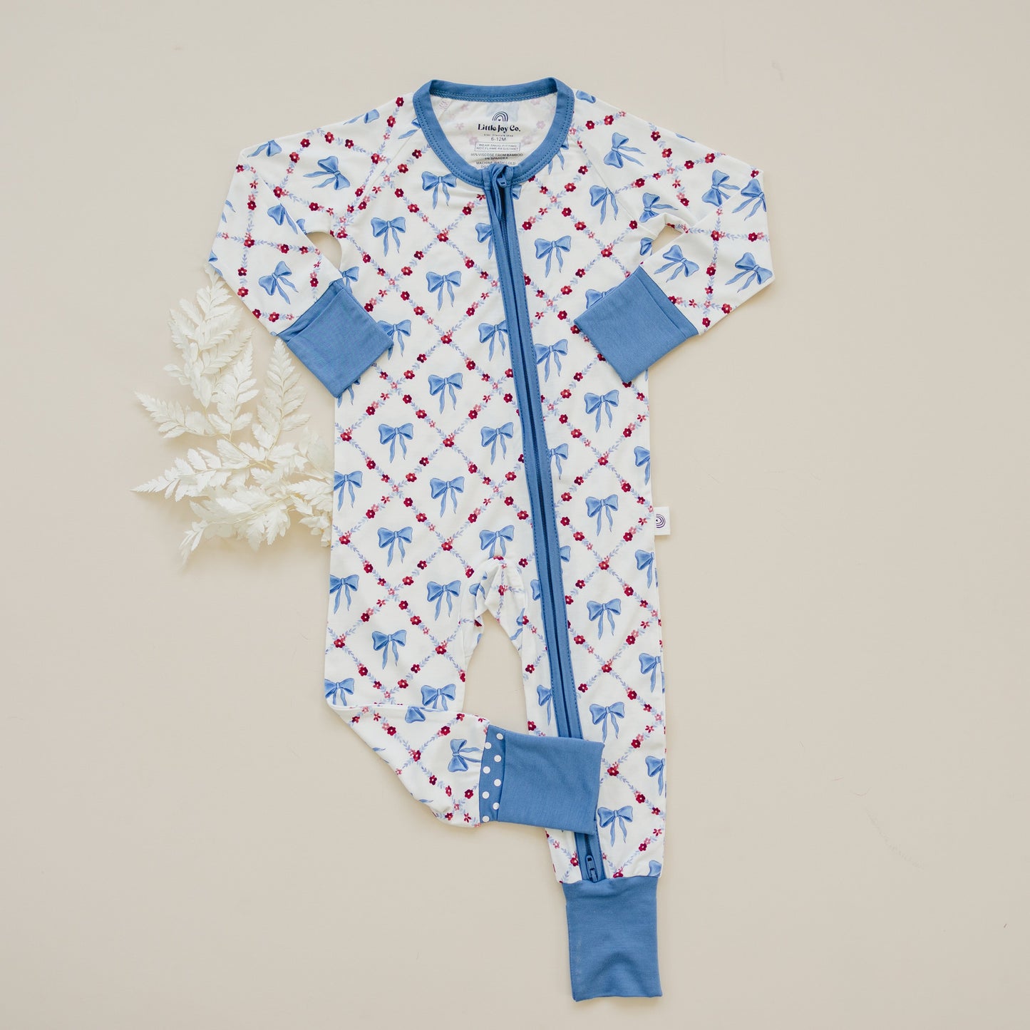 Red White & Bows Bamboo Zippy Pajamas Romper