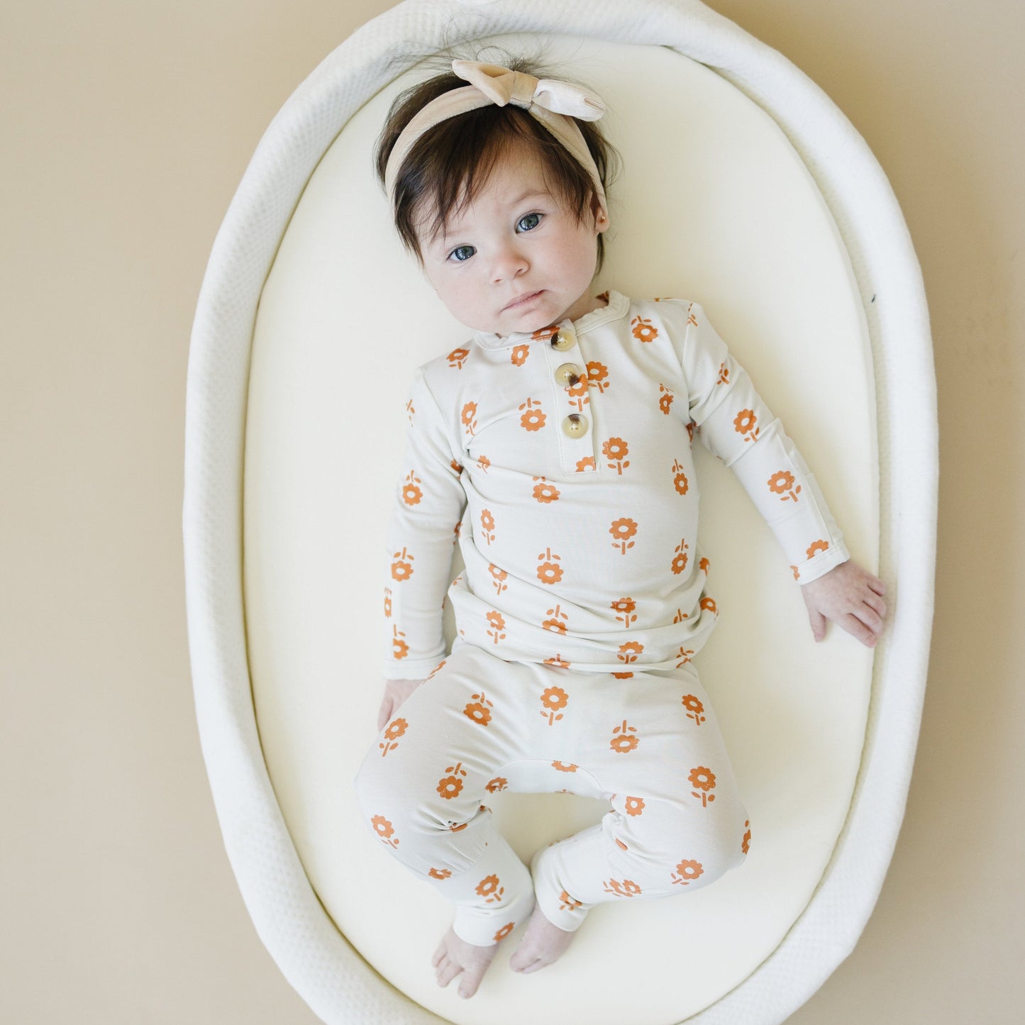Pumpkin Posie 2pc Floral Bamboo Pajamas for Kids - Sizes Newborn & Up!