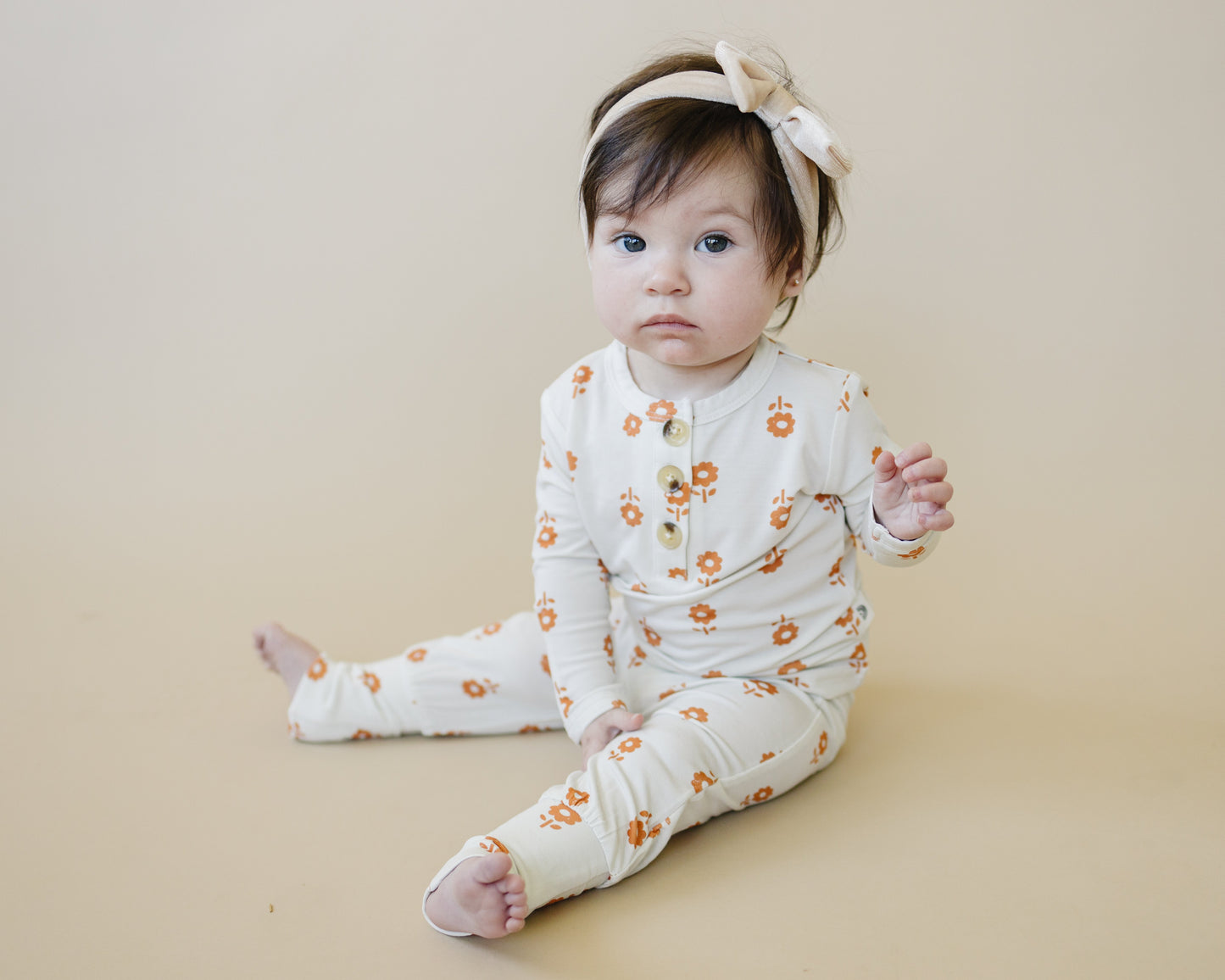Pumpkin Posie 2pc Floral Bamboo Pajamas for Kids - Sizes Newborn & Up!