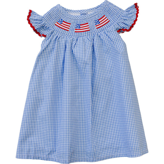 Flag Gingham Smocked Dress