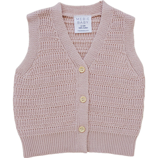 Pink Knit Button Down Vest Top