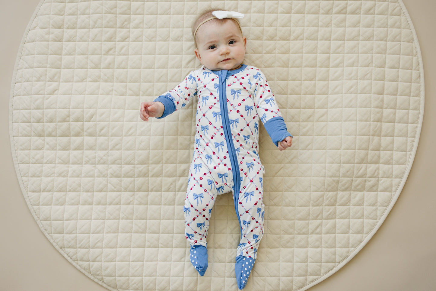 Red White & Bows Bamboo Zippy Pajamas Romper