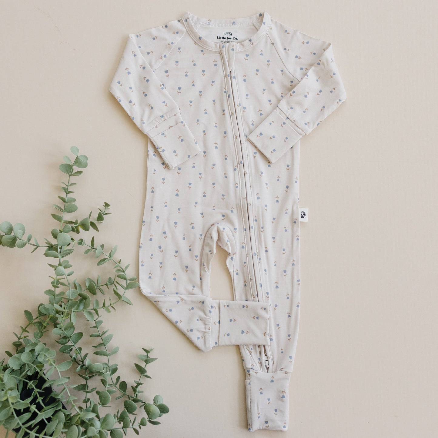 Tiny Tulips Bamboo Floral Zippy Romper Pajamas