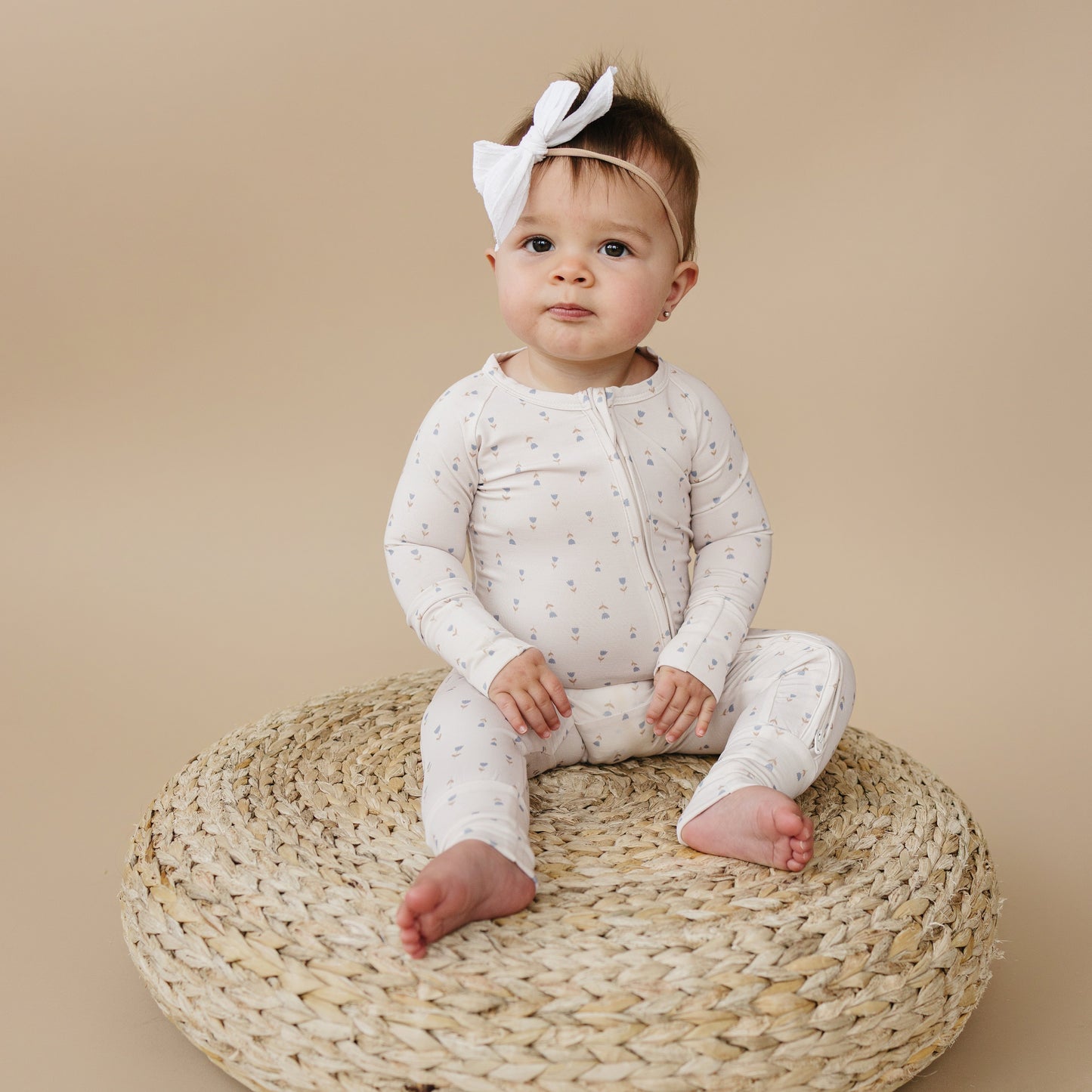 Tiny Tulips Bamboo Floral Zippy Romper Pajamas