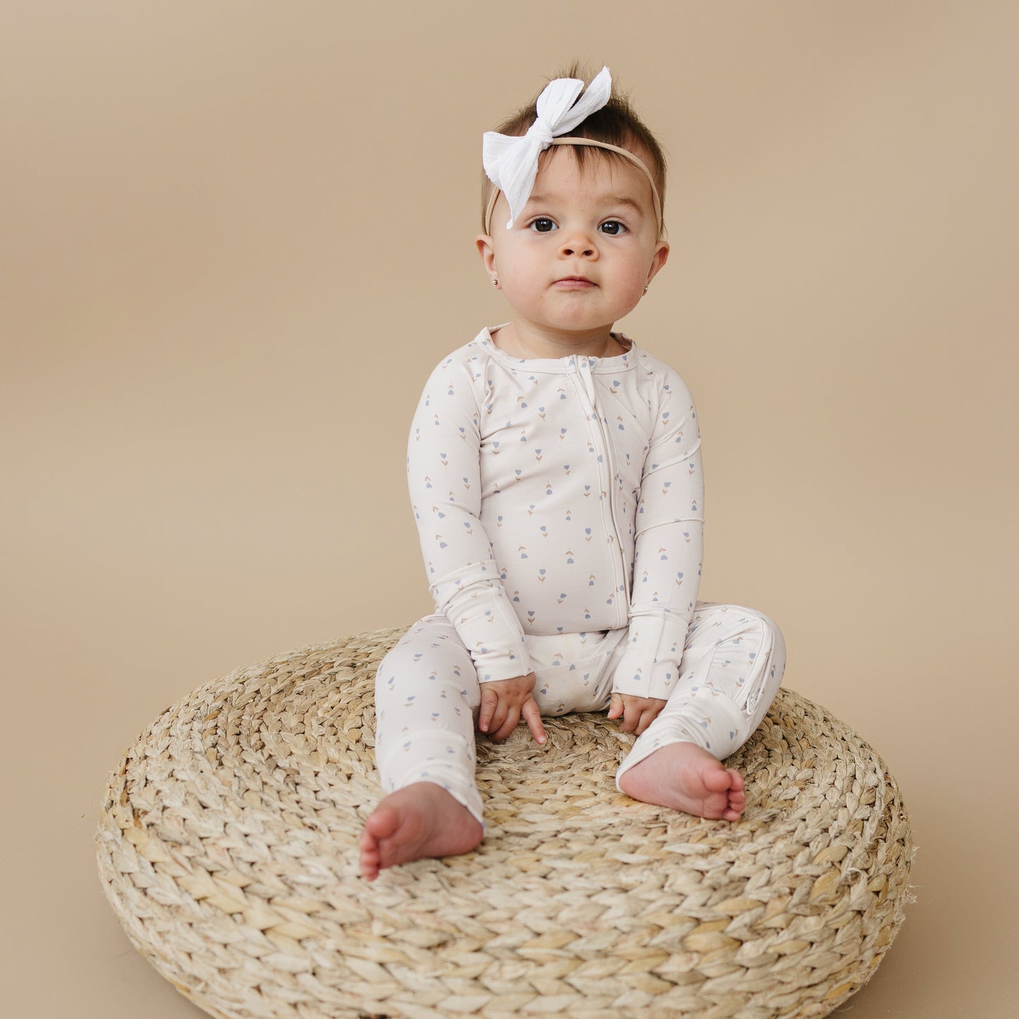 Tiny Tulips Bamboo Floral Zippy Romper Pajamas