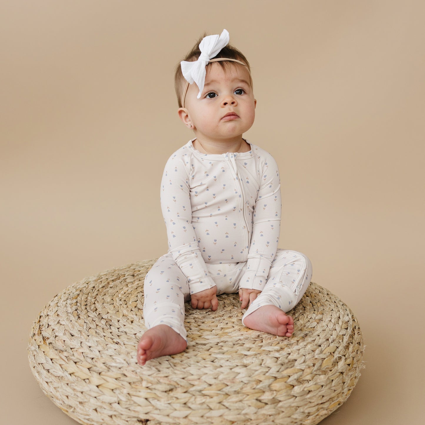 Tiny Tulips Bamboo Floral Zippy Romper Pajamas