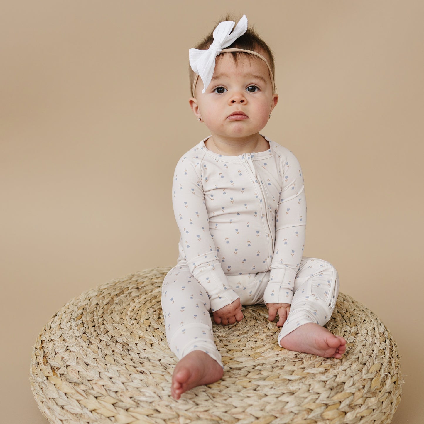 Tiny Tulips Bamboo Floral Zippy Romper Pajamas