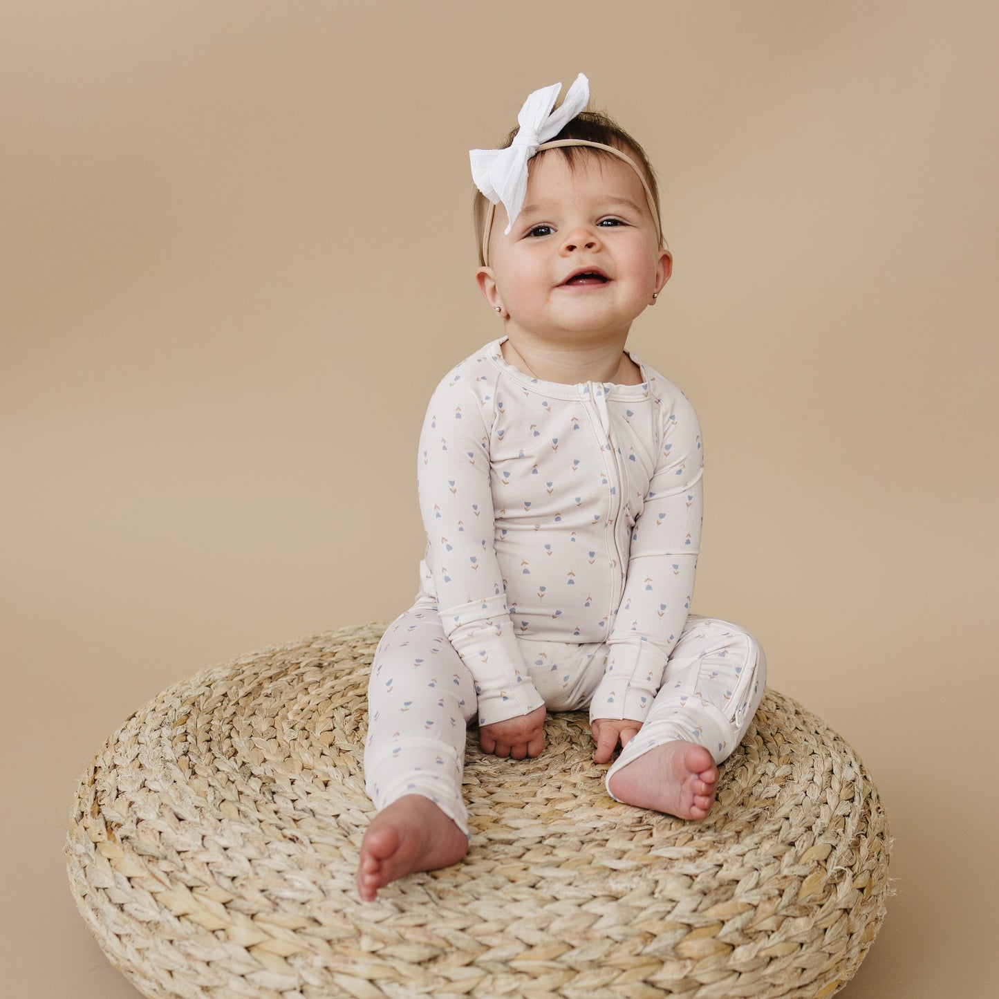 Tiny Tulips Bamboo Floral Zippy Romper Pajamas