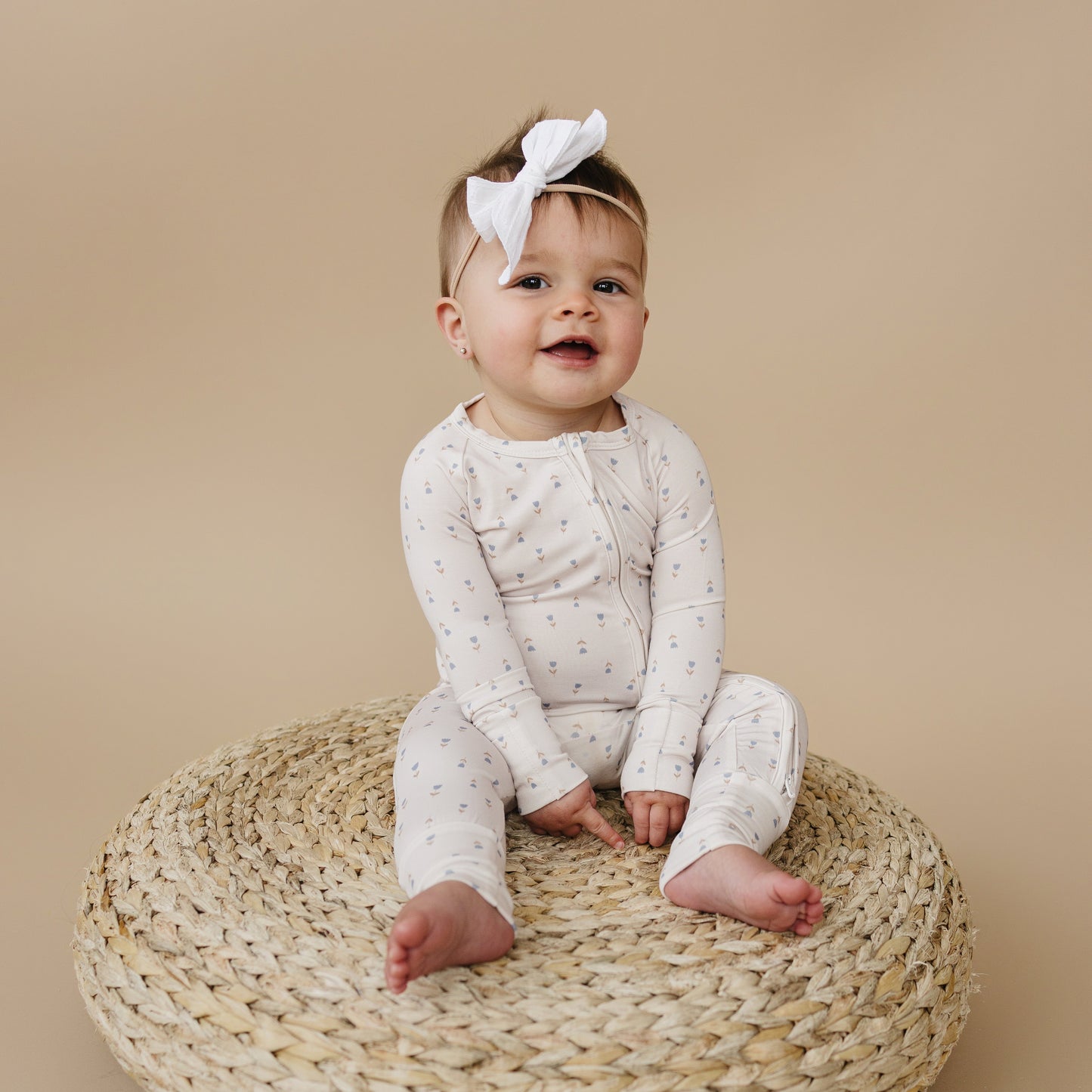Tiny Tulips Bamboo Floral Zippy Romper Pajamas