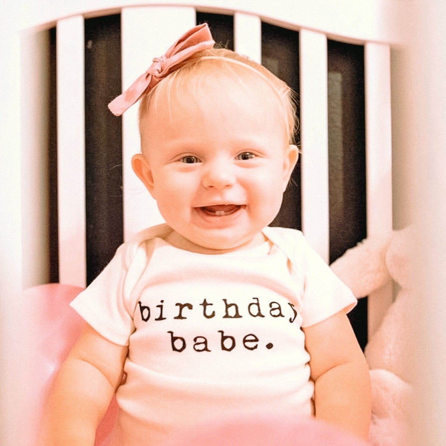 Birthday Babe Organic Cotton Short Sleeve Baby Bodysuit