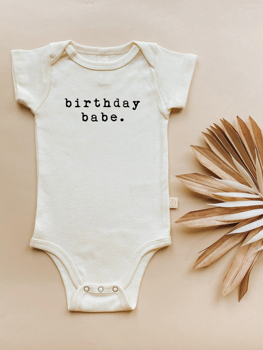 Birthday Babe Organic Cotton Short Sleeve Baby Bodysuit