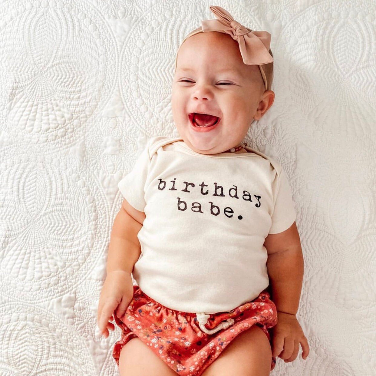 Birthday Babe Organic Cotton Short Sleeve Baby Bodysuit
