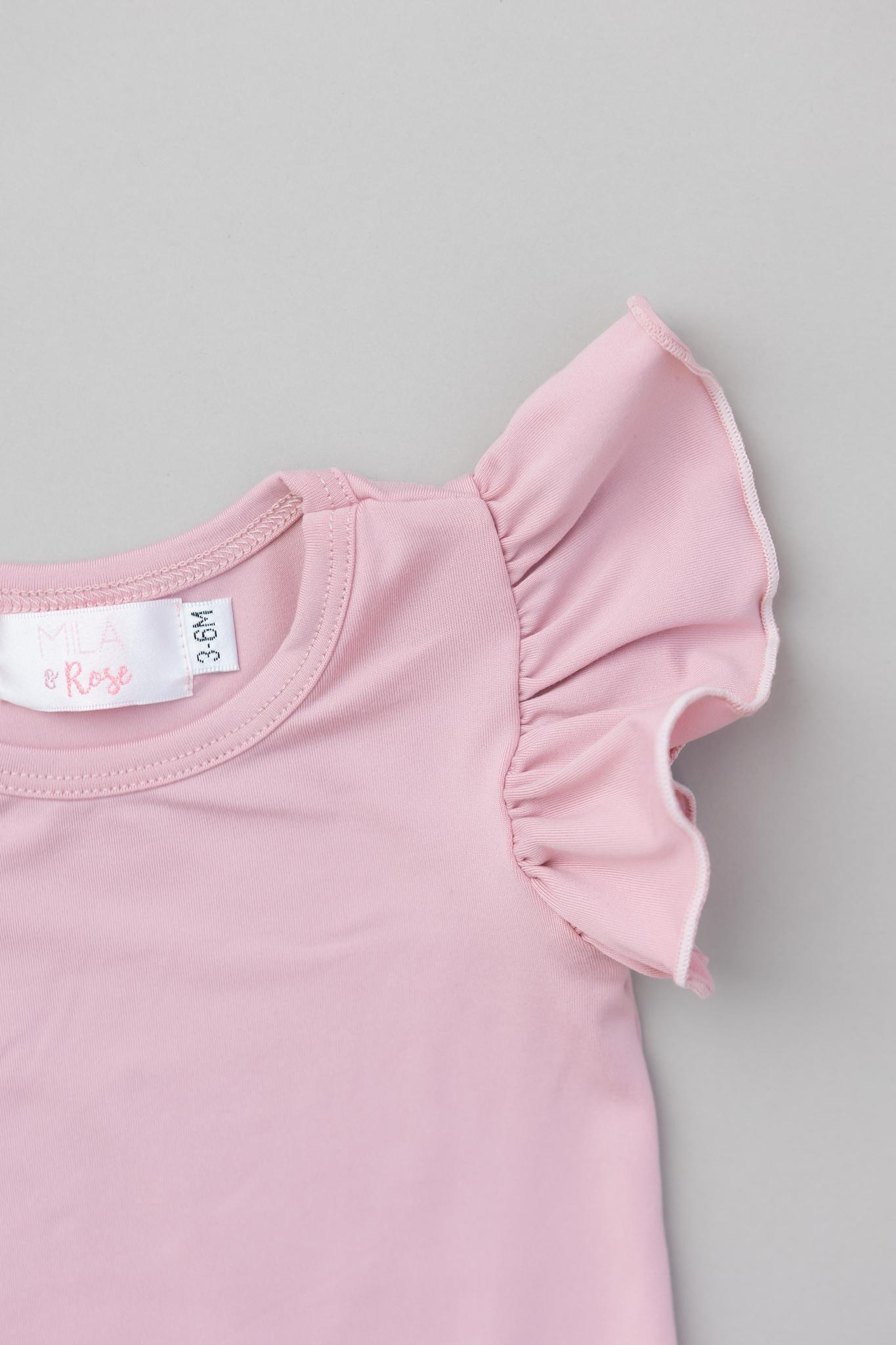 Vintage Pink S/S Flutter Bodysuit Romper