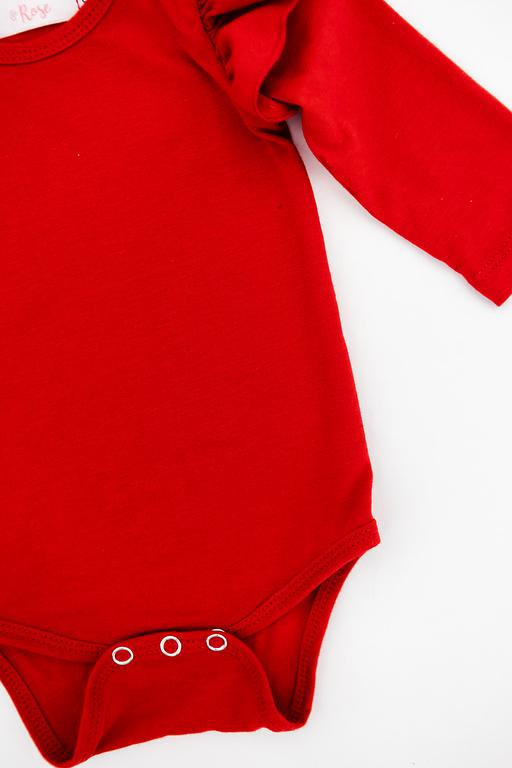 Red L/S Flutter Bodysuit Romper
