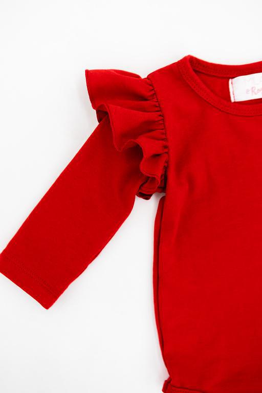 Red L/S Flutter Bodysuit Romper