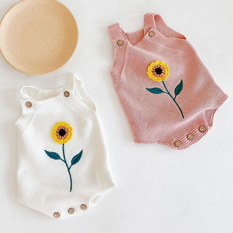 Sunflower Knitted Bodysuit Romper