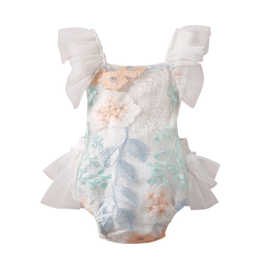 Lace Ruffle Playsuit Floral Romper