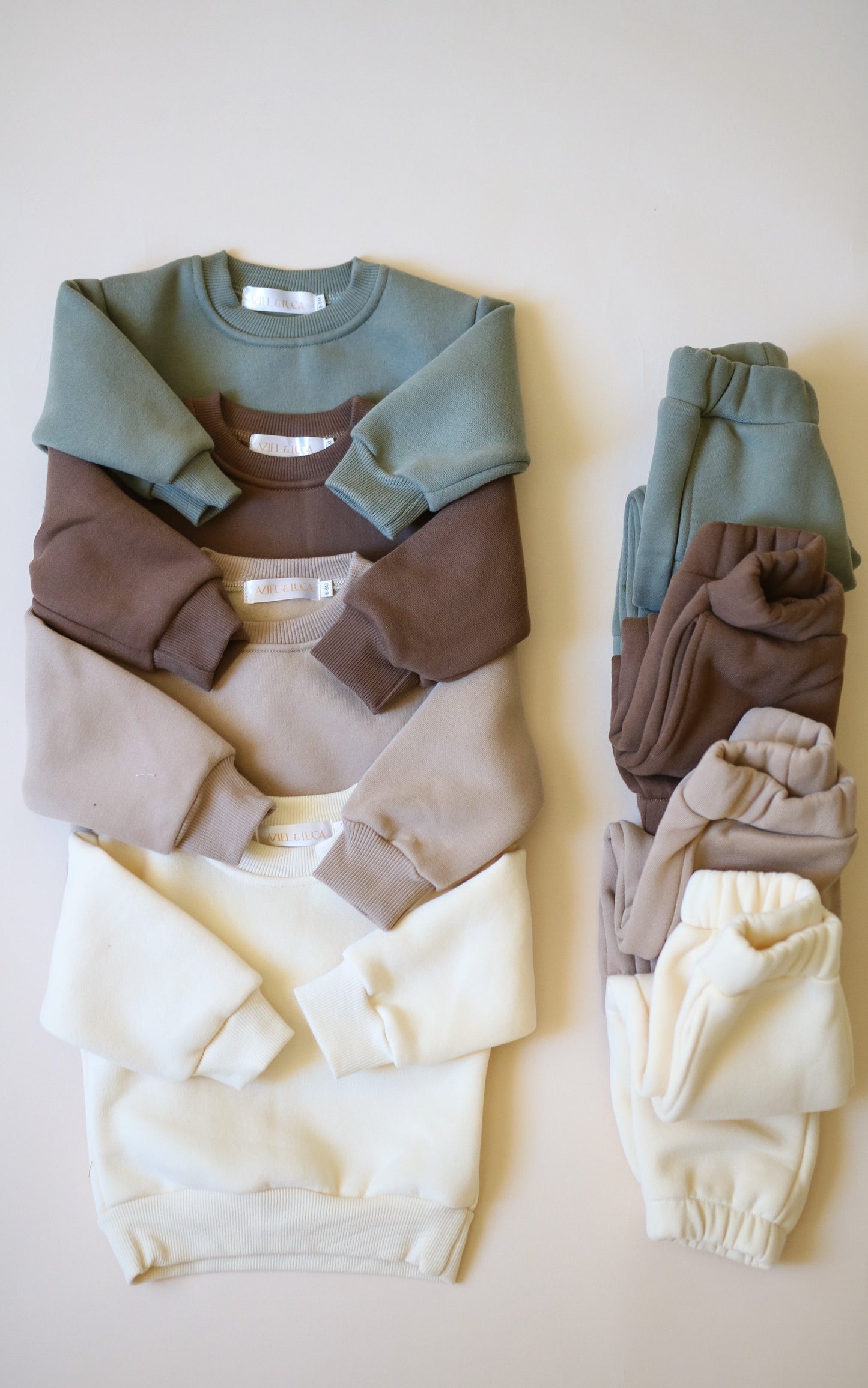 Baby Toddler Kids Fleece Sweat Set Outfit | Earthy Tones