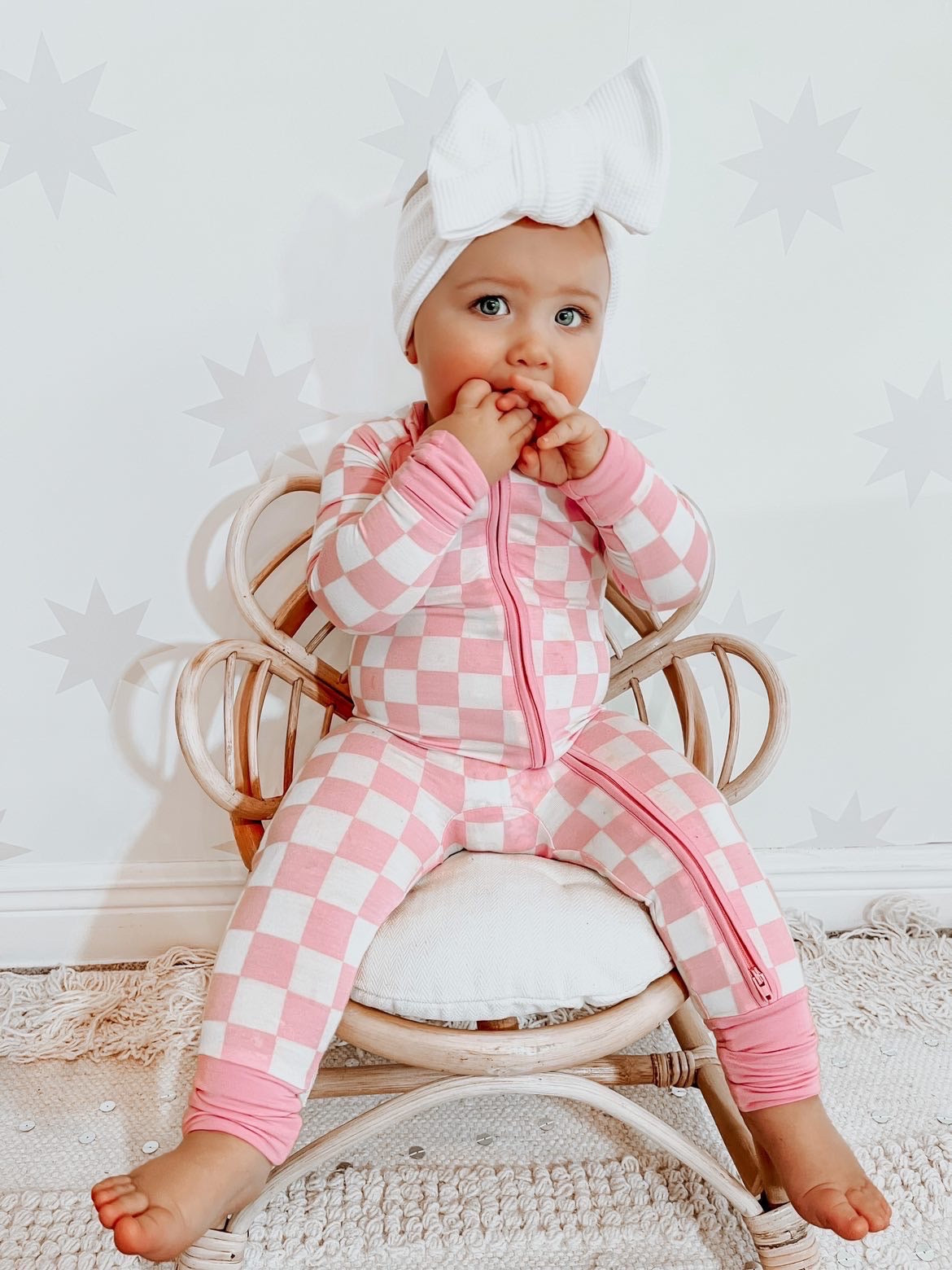 BUBBLEGUM CHECKERS DREAM ZIPPER ROMPER