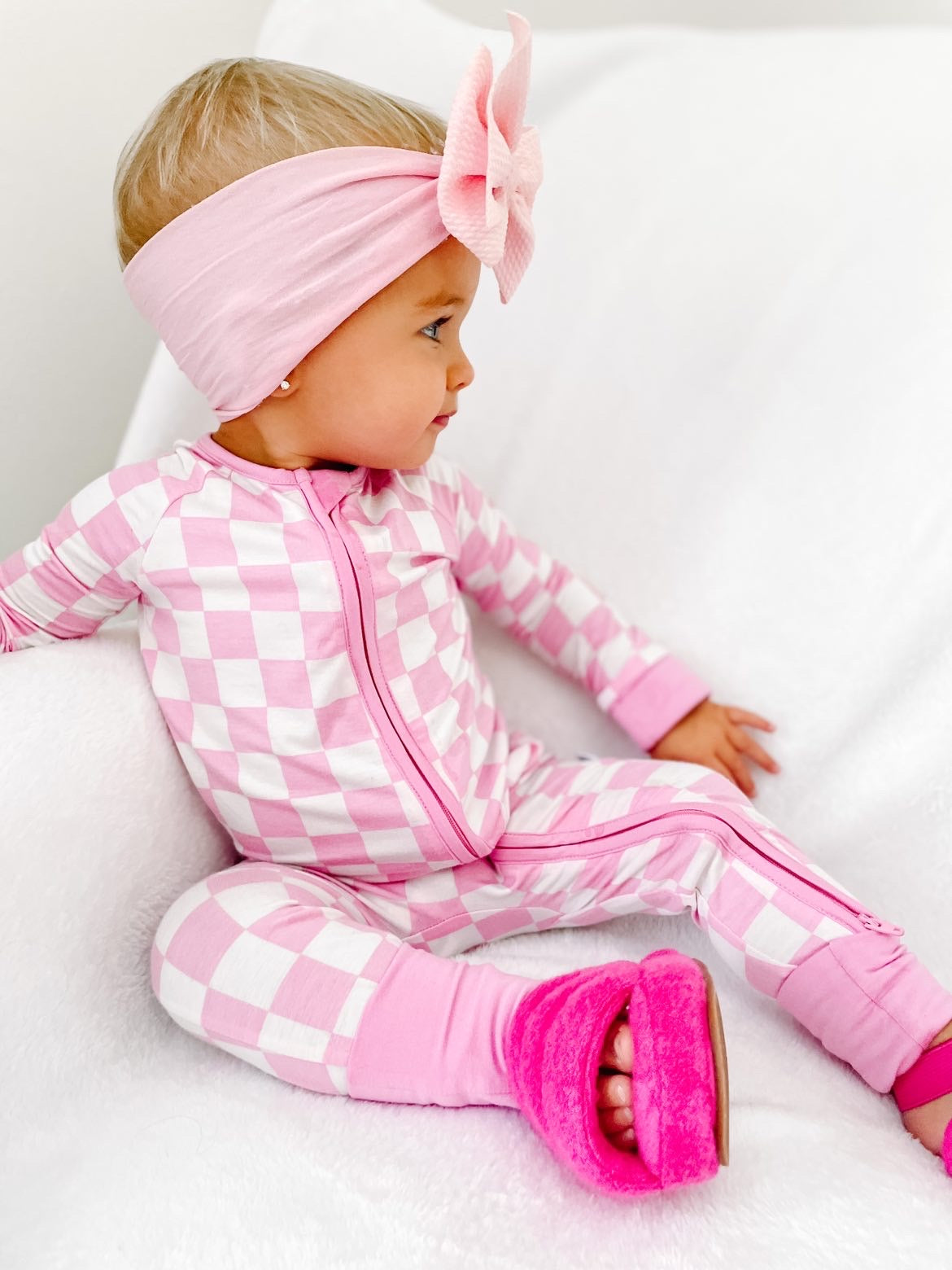 BUBBLEGUM CHECKERS DREAM ZIPPER ROMPER