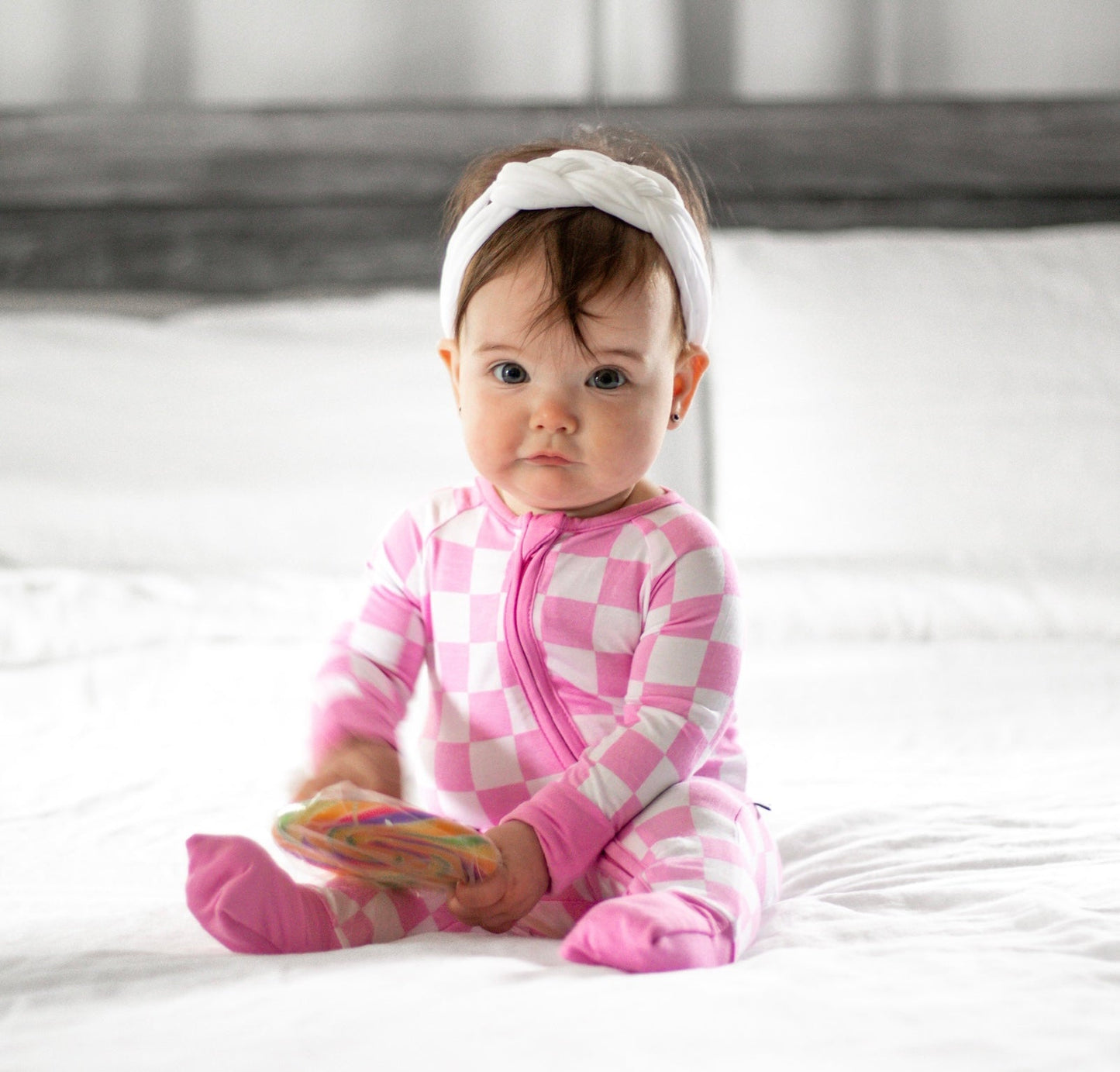 BUBBLEGUM CHECKERS DREAM ZIPPER ROMPER