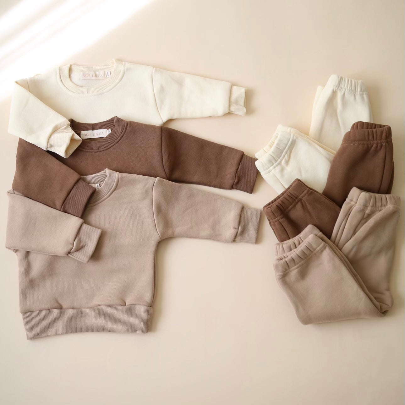 Baby Toddler Kids Fleece Sweat Set Outfit | Earthy Tones