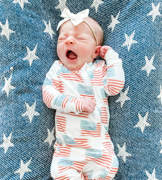 American Flag Convertible Foot Onesie Romper