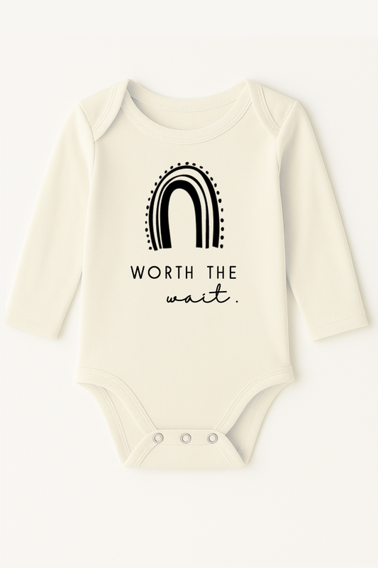 Worth the Wait Organic Cotton Baby Bodysuit Long Sleeve