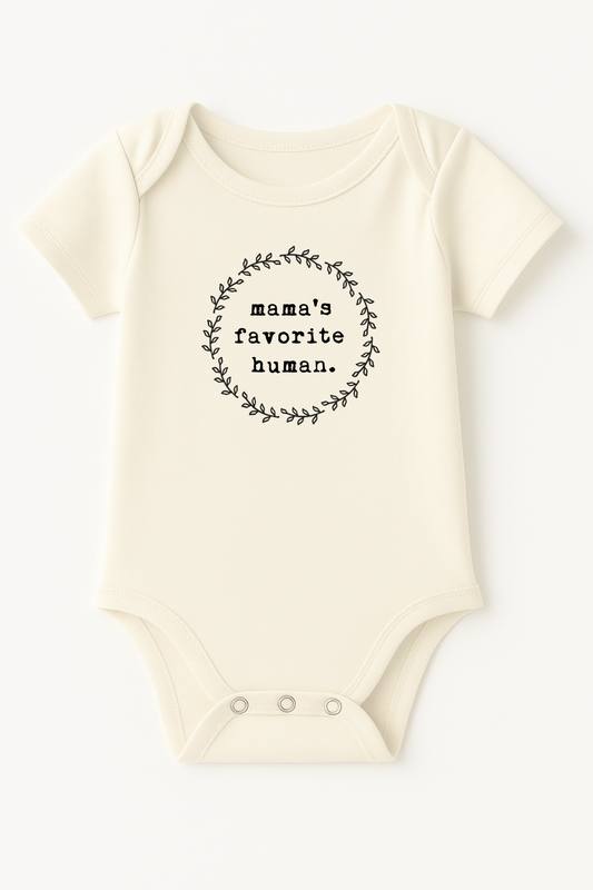 Mama's Favorite Human Organic Cotton Baby Bodysuit Short Sleeve
