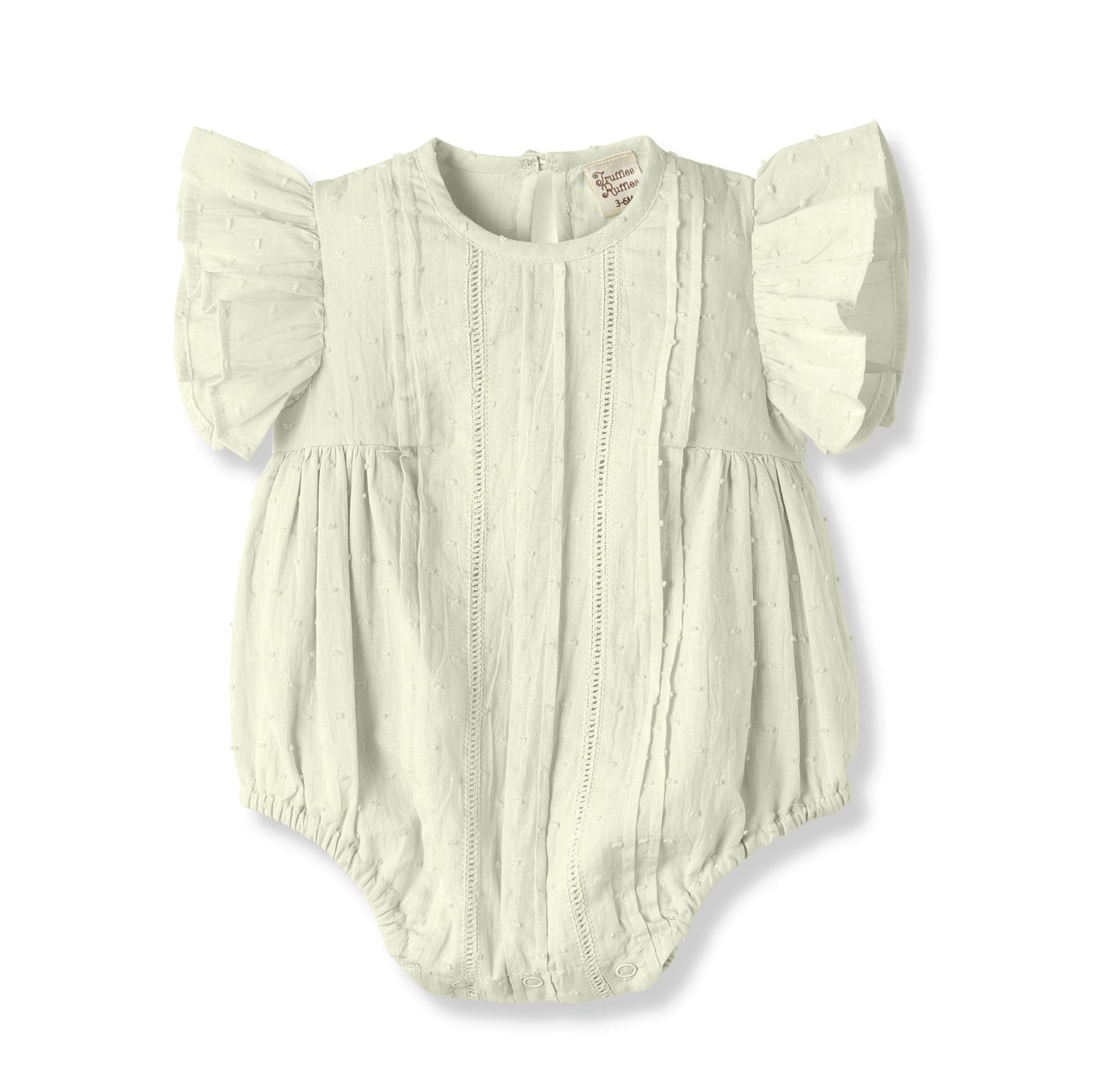 Green Pink Swiss Dot Cotton Baby Bodysuit with Flutter Sleeves