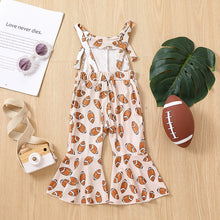 Load image into Gallery viewer, Baby Toddler Girl Jumpsuit Football Print Romper Bell Bottom Tank Romper
