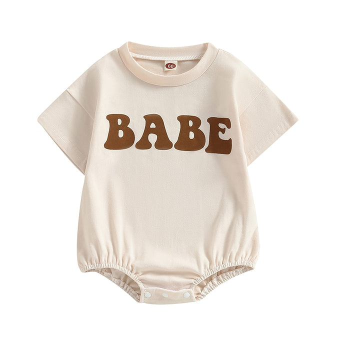 Infant Baby Boy Girl Bodysuit Casual Short Sleeve Babe Printed Jumpsuit Bubble Romper