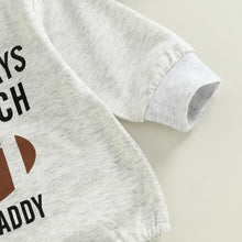 Load image into Gallery viewer, On Sundays We Watch Football with Daddy Infant Baby Girls Boys Romper Football Long Sleeve Jumpsuits Bubble Romper
