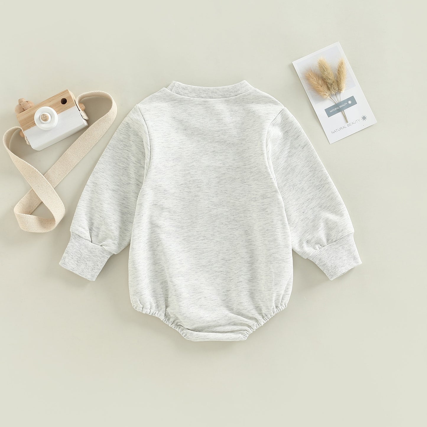 Baby Boy Girls Romper Outwear Football Touchdown Kinda Day Letter Leopard Printed Long Sleeve Grey Jumpsuit Bubble Romper