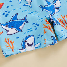 Load image into Gallery viewer, Toddler Baby Girl Boys Romper Swimsuit Short Sleeve Zipper Shark Print Cartoon Beach Swimwear Rash Guard
