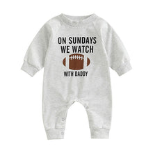 Load image into Gallery viewer, Infant Baby Girl Boy Romper On Sundays We Watch Football With Daddy Mommy Jumpsuit Long Sleeve Pants
