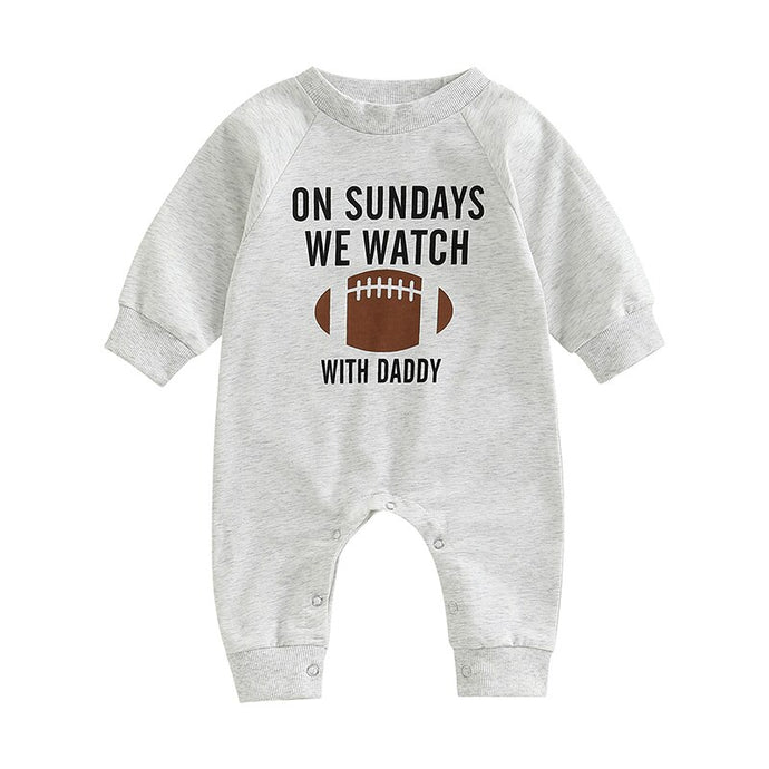 Infant Baby Girl Boy Romper On Sundays We Watch Football With Daddy Mommy Jumpsuit Long Sleeve Pants