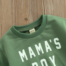 Load image into Gallery viewer, Baby Toddler Kids Boy Sweatshirt with Mamas Boy Print Design Long-sleeved Style Warm Pullover Top
