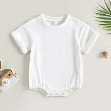 Load image into Gallery viewer, Baby Boys Girls Summer Casual Bubble Rompers Solid Colors Short Sleeve Crew neck Jumpsuits Playsuits

